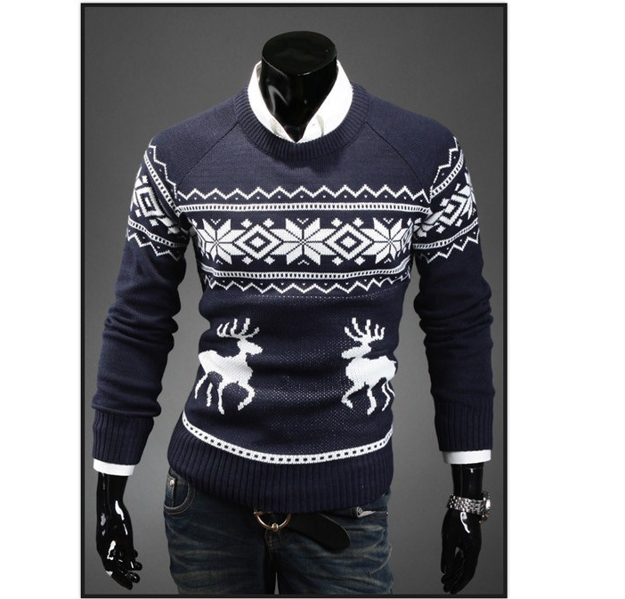 Fashion Men Christmas Sweaters England Style Men Sweater Deer Pullovers Reindeer Sweater Slim O-Neck Men Sweater