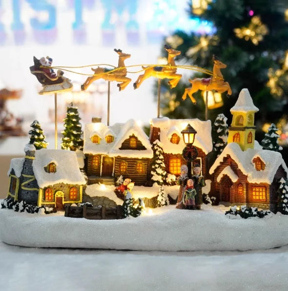 LED Musical Village House | Animated Christmas Centerpiece with Rotating Train & Lights