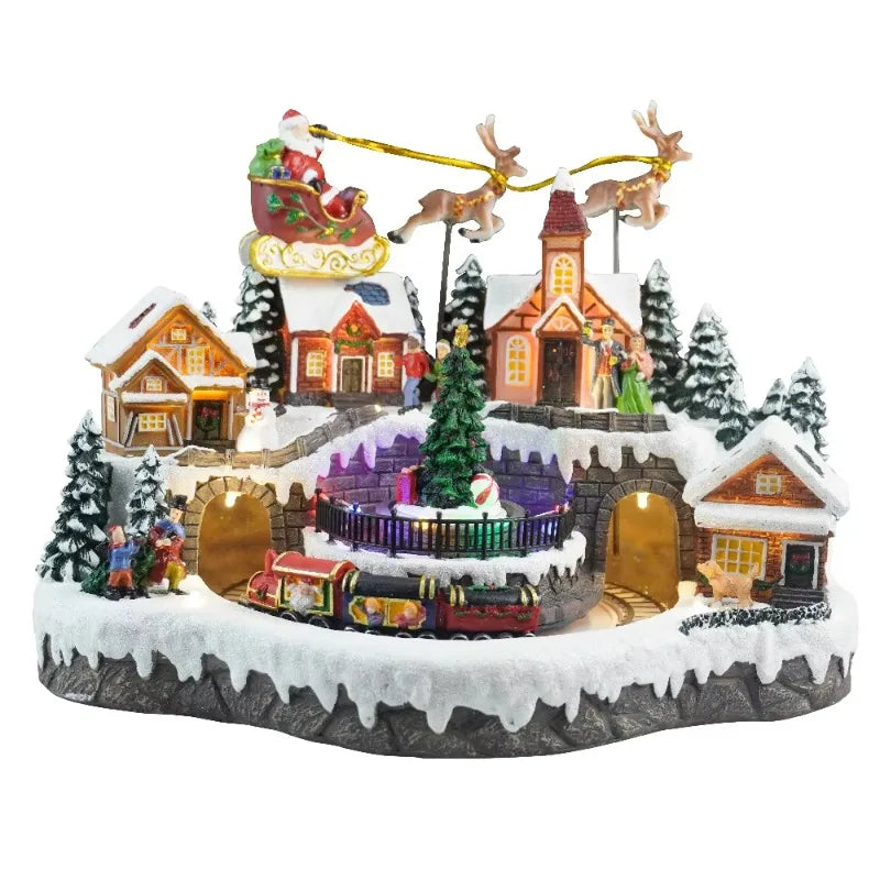 LED Musical Village House | Animated Christmas Centerpiece with Rotating Train & Lights