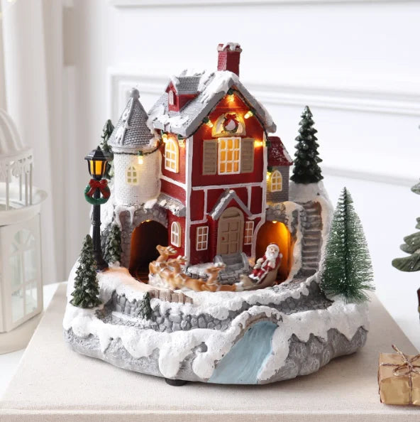 LED Musical Village House | Animated Christmas Centerpiece with Rotating Train & Lights