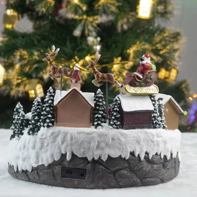 LED Musical Village House | Animated Christmas Centerpiece with Rotating Train & Lights
