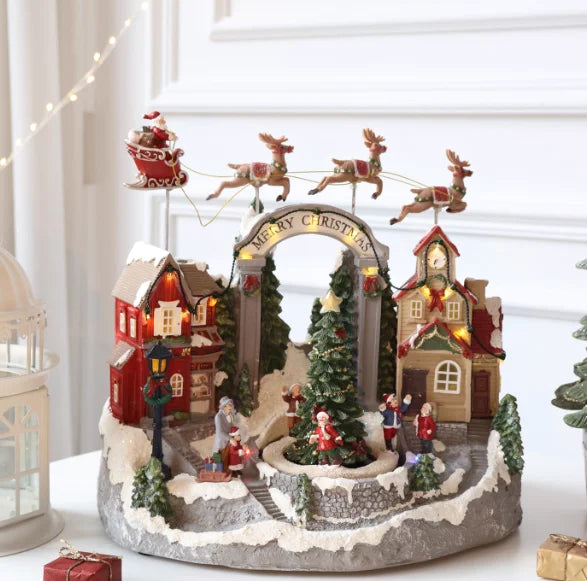 LED Musical Village House | Animated Christmas Centerpiece with Rotating Train & Lights