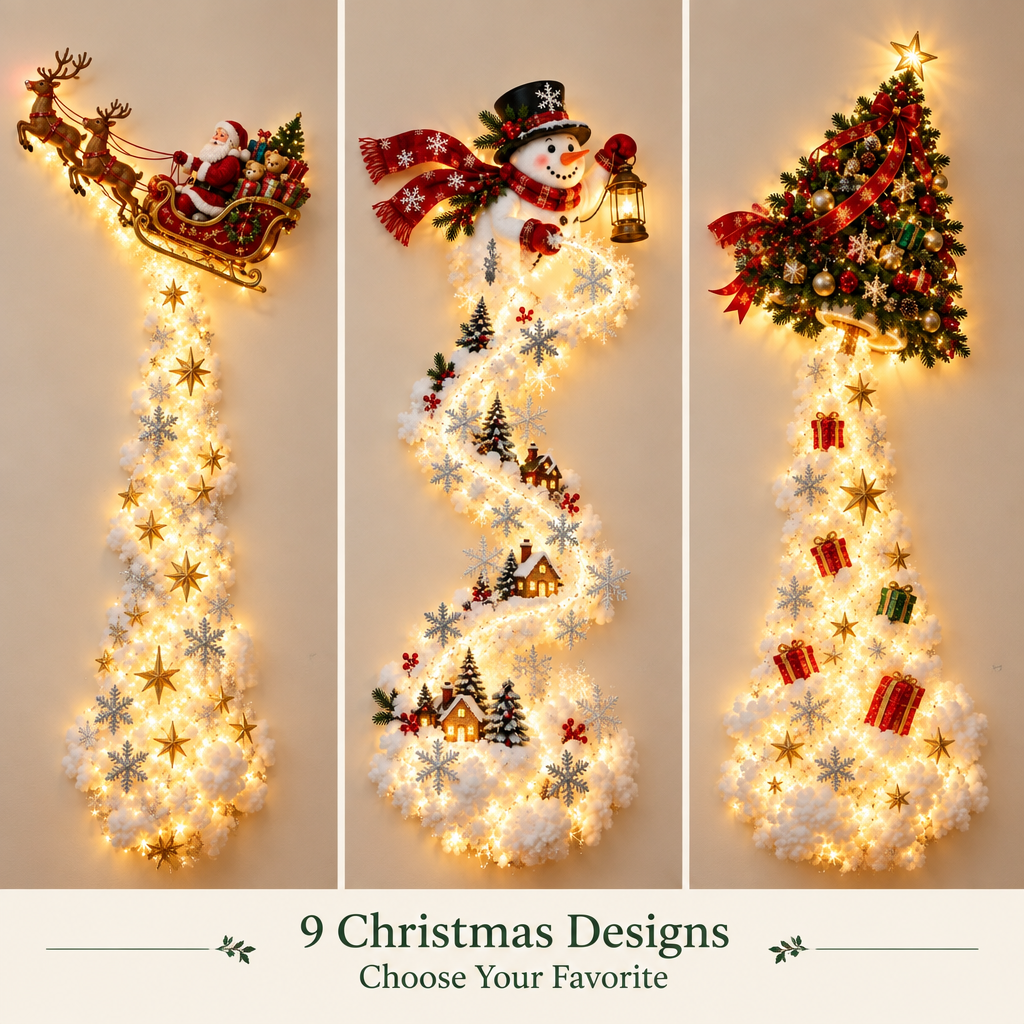 Three available Christmas Magic Trail designs: Santa’s Sleigh, Snowman, and Christmas Tree. Nine designs to choose from; sold individually.