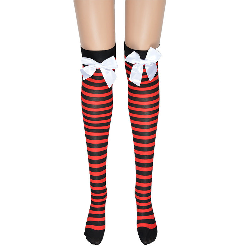 Beileisi Christmas Wear Bow Stockings 2021 Sexy Stockings Leggings New Year Socks Red