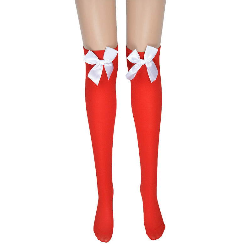 Beileisi Christmas Wear Bow Stockings 2021 Sexy Stockings Leggings New Year Socks Red