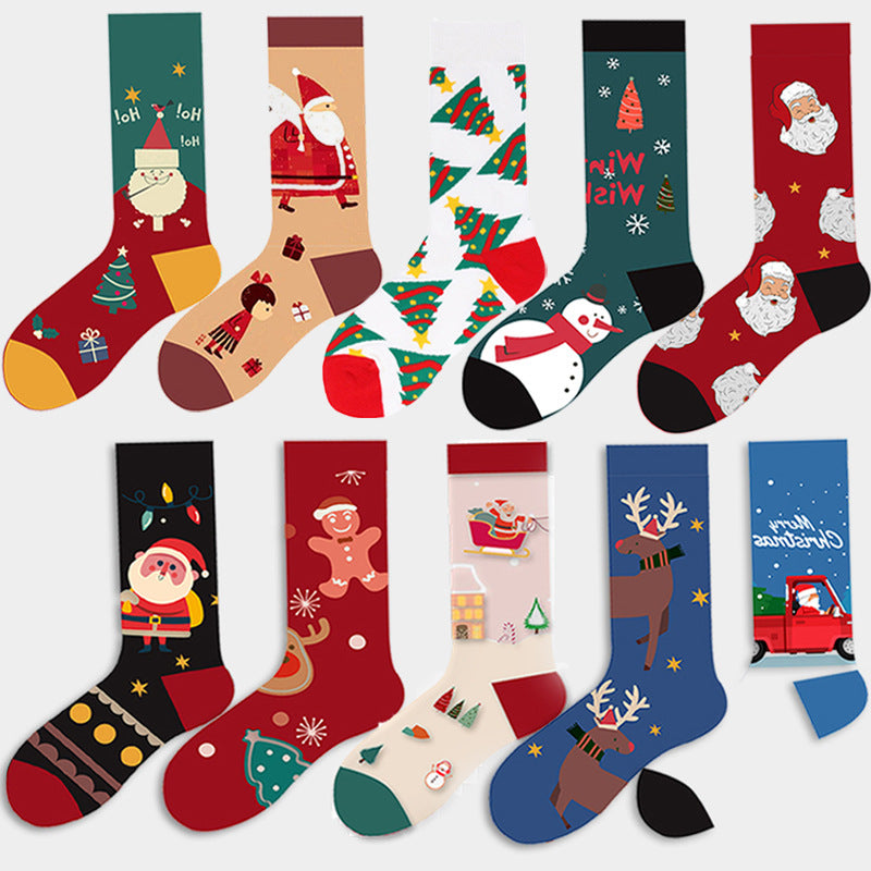 Christmas Socks Festive High Tube Pure Cotton