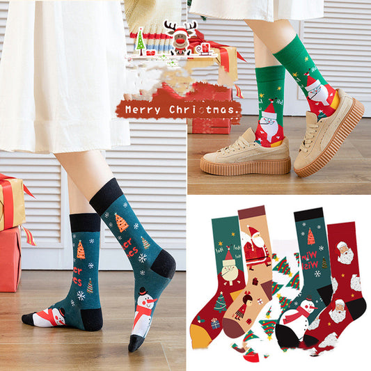 Christmas Socks Festive High Tube Pure Cotton