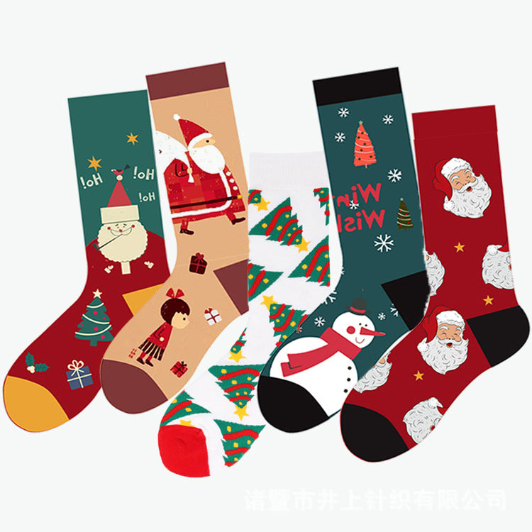 Christmas Socks Festive High Tube Pure Cotton