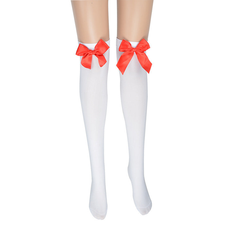 Beileisi Christmas Wear Bow Stockings 2021 Sexy Stockings Leggings New Year Socks Red