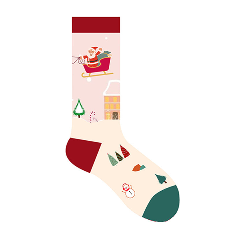 Christmas Socks Festive High Tube Pure Cotton