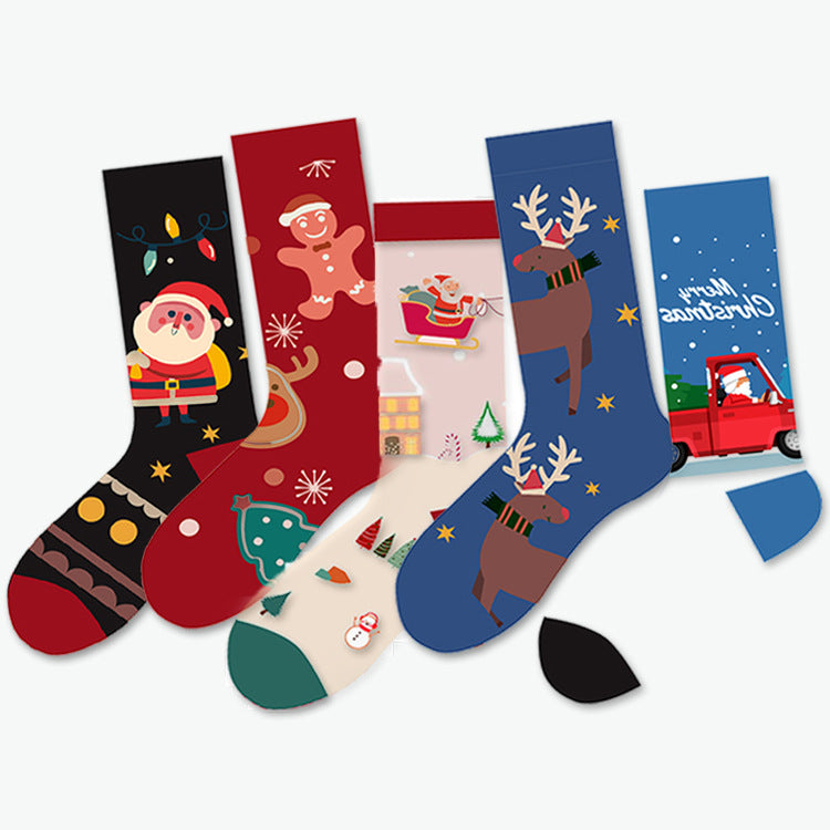 Christmas Socks Festive High Tube Pure Cotton